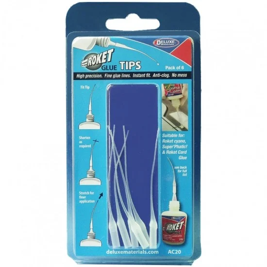 Deluxe Materials AC20 Roket Glue Tips (6pcs) - Hobby Tools & Supplies