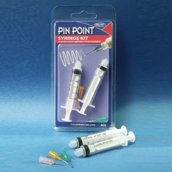 Deluxe Materials AC8 Pin Point Syringe kit for Water Based Glue (2pcs) - Hobby Tools & Supplies