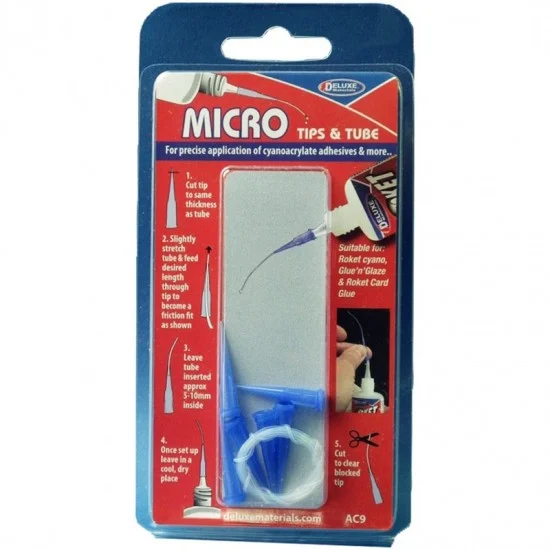 Deluxe Materials AC9 Micro Tips & PTFE Tube for #AD43 - 46 (6pcs)