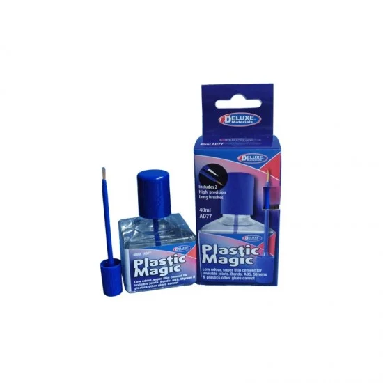 Deluxe Materials AD77 Plastic Magic Liquid Solvent Adhesive w/2 Brushes (50ml) - Hobby Tools & Supplies