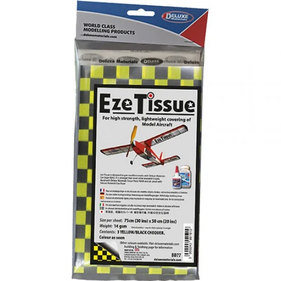 Deluxe Materials BD77 Eze Tissue Black & Yellow Chequer (3 sheets, each: 75cm x 50cm) - Hobby Tools & Supplies