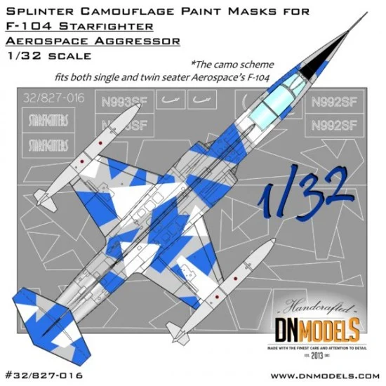 DN Models 32-827-016 1/32 Lockheed F-104 Starfighter Splinter Camouflage Paint Masks for Hasegawa/Italeri kits