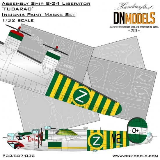 DN Models 32-827-032 1/32 Assembly Ship B-24 Liberator Tubarao Insignia Paint Masks for Hobby Boss kit #83211