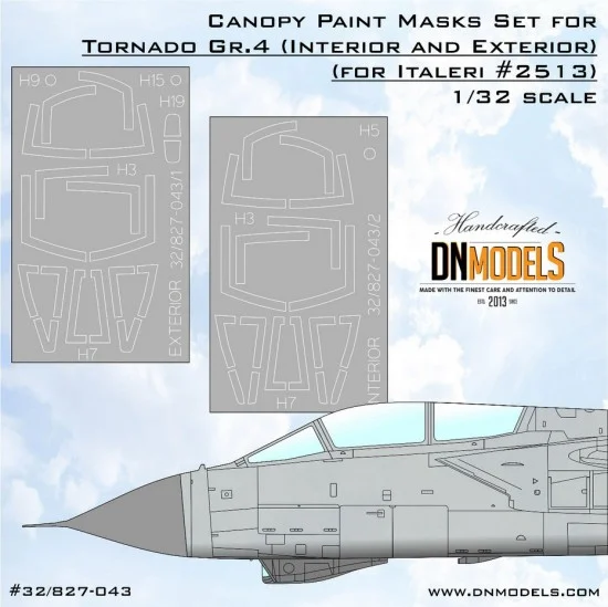 DN Models 32-827-043 1/32 Tornado Gr.4 Canopy Masking Set for Italeri kit #2513 (Interior + Exterior)