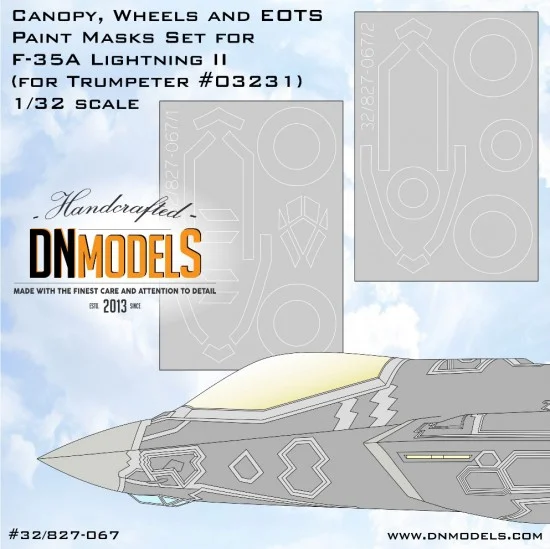 DN Models 32-827-067 1/32 F-35A Lightning II Canopy, Wheels & EOTS Paint Masks Set for Trumpeter kits
