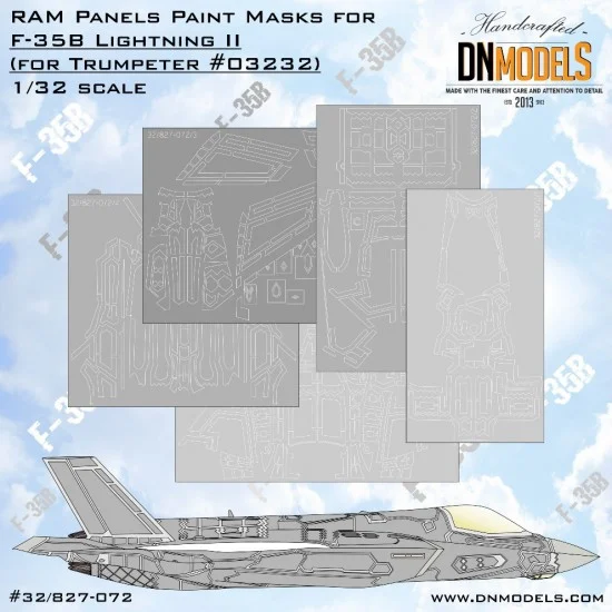DN Models 32-827-072 1/32 F-35B Lightning II RAM Panels Paint Masks Set for Trumpeter kit #03232