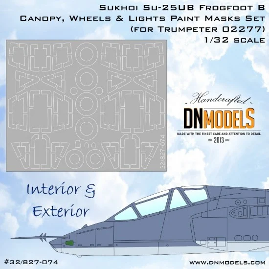DN Models 32-827-074 1/32 Sukhoi Su-25UB Frogfoot B Canopy, Wheels & Lights Paint Masks Set for Trumpeter #02277