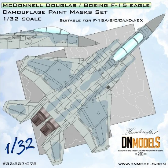 DN Models 32-827-078 1/32 F-15 Eagle Camouflage Paint Masks Set