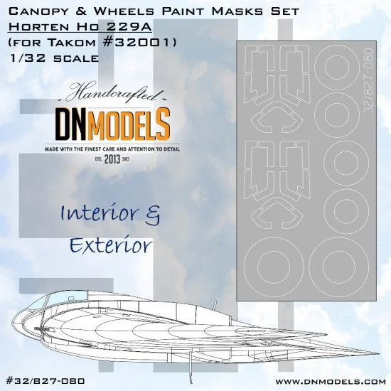 DN Models 32-827-080 1/32 229A Canopy and Wheels Paint Masks Set for Takom #32001