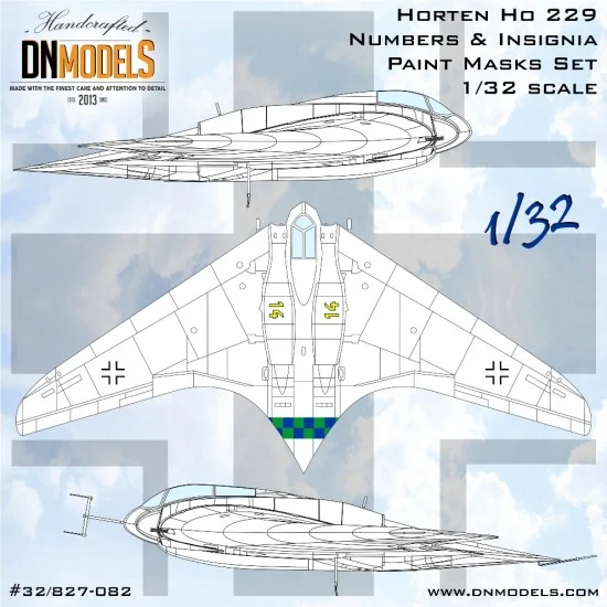 DN Models 32-827-082 1/32 Horten Ho 229 Numbers and Insignia Paint Masks Set