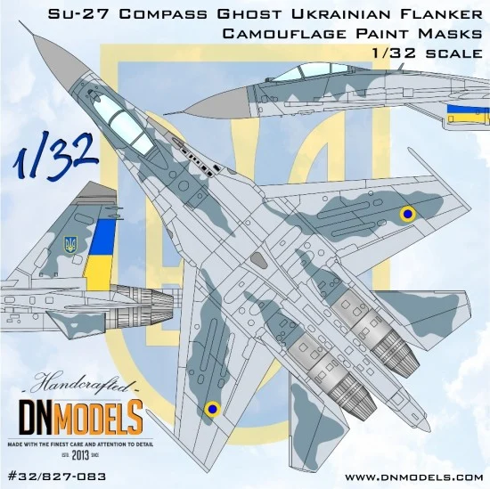 DN Models 32-827-083 1/32 Su-27 Compass Camo Paint Masks set for Trumpeter kit