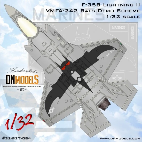 DN Models 32-827-084 1/32 F-35B Lightning II VMFA-242 Bats Demo Plane Masking for Trumpeter kits