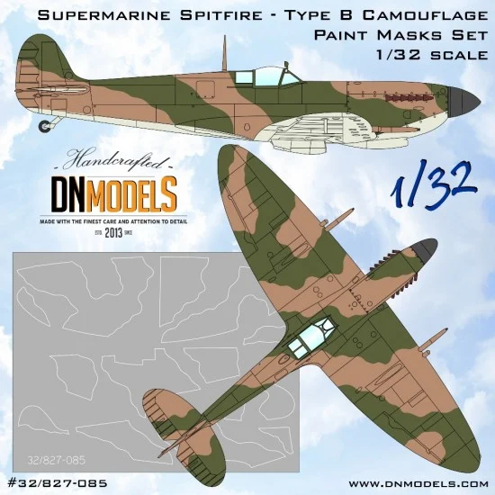 DN Models 32-827-085 1/32 Supermarine Spitfire Camouflage Type B Camouflage Paint Masks Set