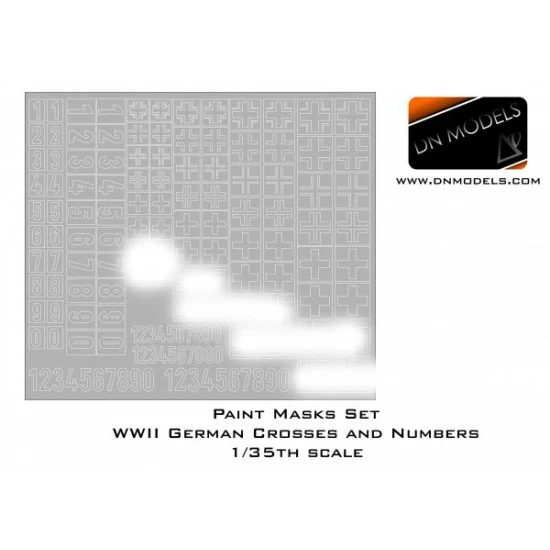 DN Models 35-827-008 1/35 WWII German Crosses and Numbers Stencils Early + Late Paint Masks