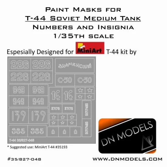 DN Models 35-827-048 1/35 Soviet Medium Tank T-44 Paint Masks for MiniArt #35193