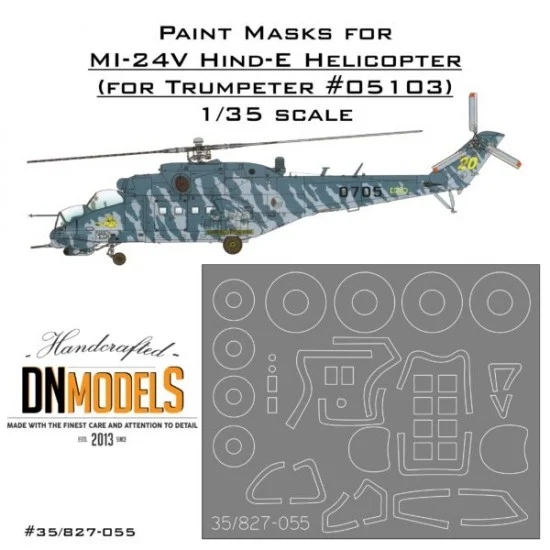 DN Models 35-827-055 1/35 Mil MI-24V Hind Attack Helicopter Canopy & Wheels Paint Masks