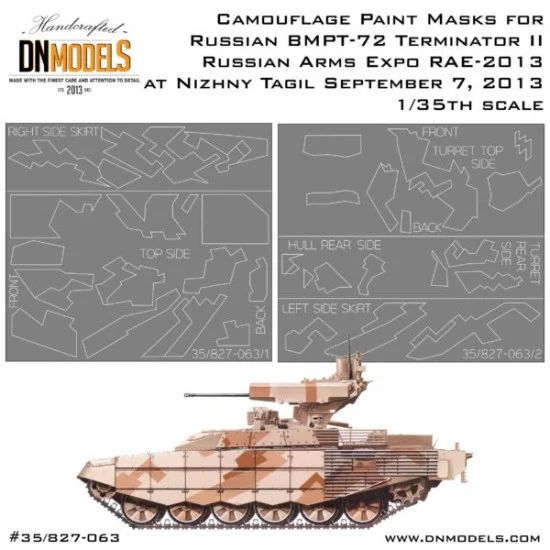 DN Models 35-827-063 1/35 BMPT-72 RAE-2013 Splinter Camouflage Paint Masks