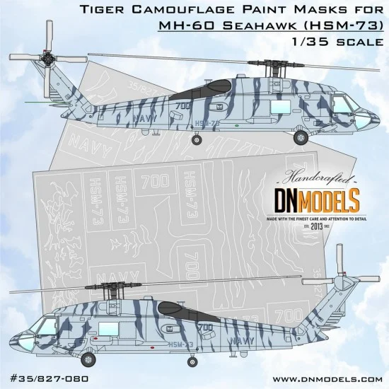 DN Models 35-827-080 1/35 MH-60 SeaHawk HSM-73 Tiger Camouflage Paint Mask Set for Kitty Hawk/Academy kits