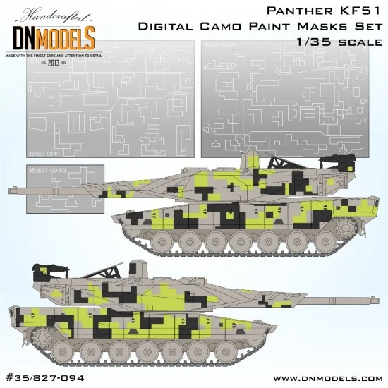 DN Models 35-827-094 1/35 Panther KF51 Digital Camouflage Paint Mask Set