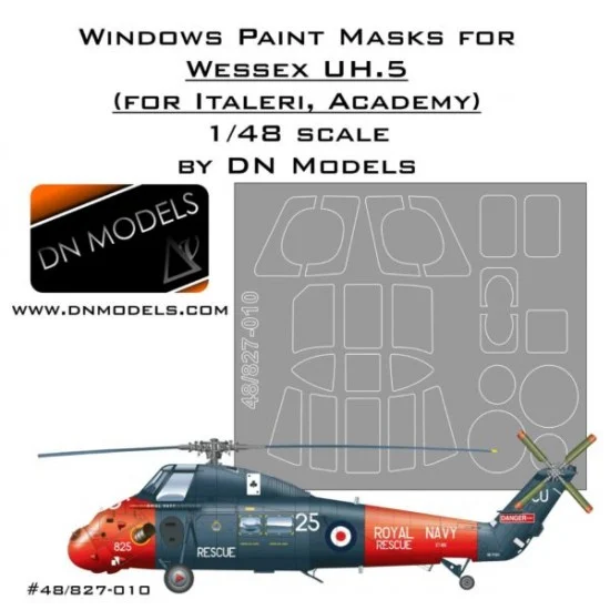 DN Models 48-827-010 1/48 Westland Wessex UH.5 Windows Paint Masks for Italeri/Academy kits