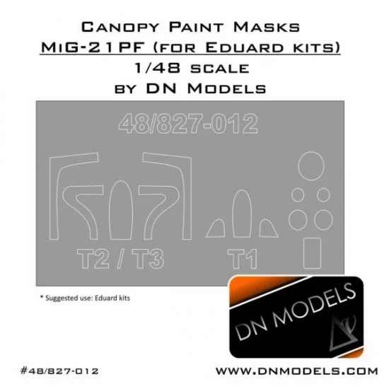 DN Models 48-827-012 1/48 Mikoyan-Gurevich MiG-21PF Canopy Paint Masks for Eduard kit #8236