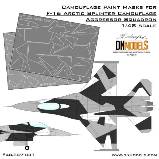 DN Models 48-827-037 1/48 F-16 Arctic Splinter Aggressor Camouflage Paint Masks for Tamiya kits