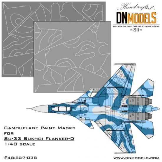 DN Models 48-827-038 1/48 Su-33 Flanker-D Camouflage Paint Masks for Kinetic/HobbyBoss/Aviation kits