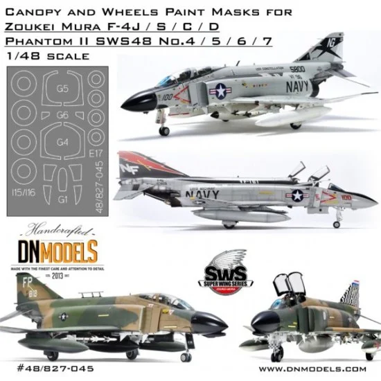 DN Models 48-827-045 1/48 F-4 J/S/C/D Phantom II Canopy and Wheels Paint Marks for Zoukei Mura SWS No.4/5/6/7