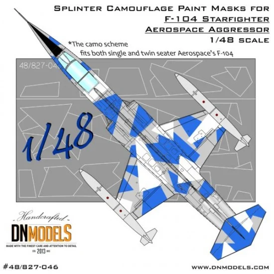 DN Models 48-827-046 1/48 F-104 Starfighter Aerospace Aggressor Splinter Camouflage Paint Masks for Hasegawa
