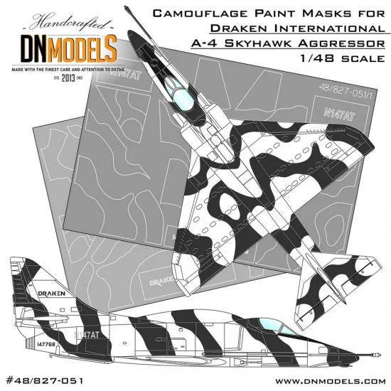 DN Models 48-827-051 1/48 Draken International A-4 Skyhawk Aggressor Camo Paint Masks for Hasegawa/Trumpeter