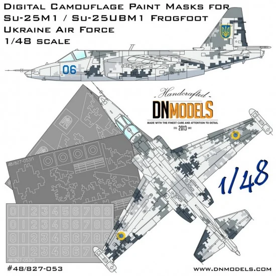 DN Models 48-827-053 1/48 Su-25M1/Su-25UBM1 Frogfoot Ukrainian Digital Camo Paint Mask Set