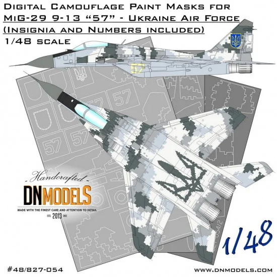 DN Models 48-827-054 1/48 MiG-29 9-13 Fulcrum-C Ukrainian Digital Camo Paint Mask Set