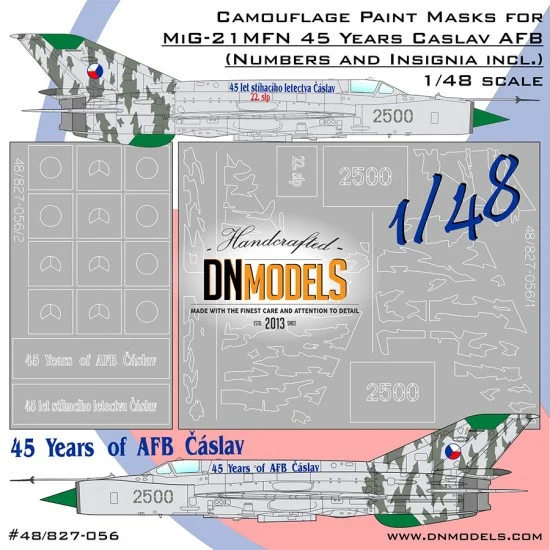 DN Models 48-827-056 1/48 MiG-21MFN Caslav Air Base Czech Tiger Camouflage Paint Masks for Eduard kits