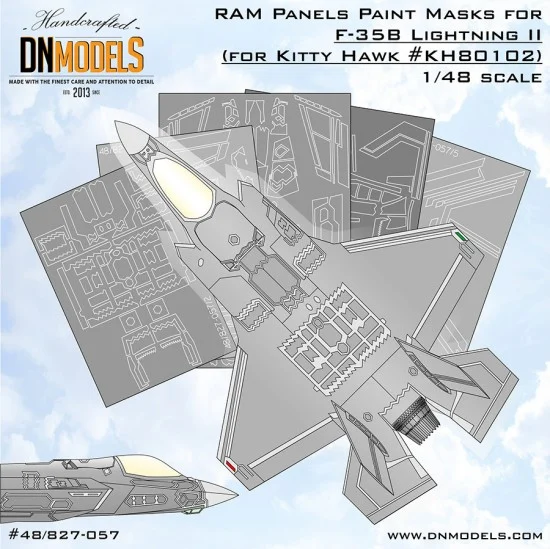 DN Models 48-827-057 1/48 F-35B Lightning II RAM Panels Paint Masks for Kitty Hawk #KH80102