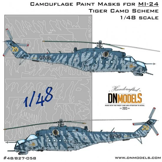 DN Models 48-827-058 1/48 MI-24 Tiger Camouflage Paint Masks for Revell/Monogram/Mini Hobby kits