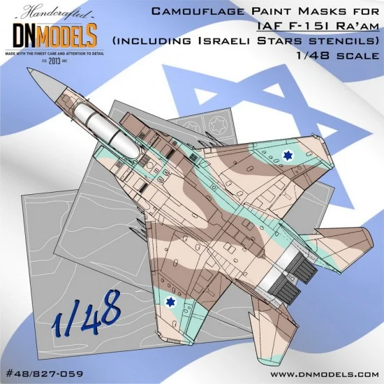 DN Models 48-827-059 1/48 IAF F-15I Ra'am Camouflage & Stencils Paint Masks for Great Wall Hobby & Other kits