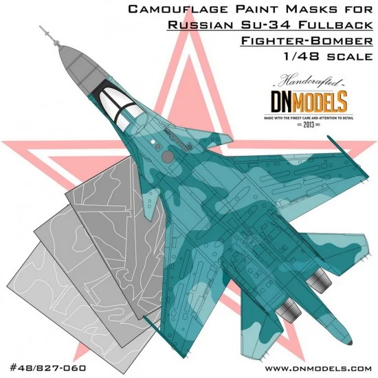 DN Models 48-827-060 1/48 Su-34 Fullback Camouflage Paint Masks for Hobby Boss #81756, Kitty Hawk #KH80141