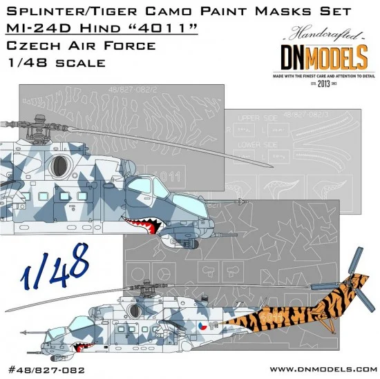 DN Models 48-827-082 1/48 Czech Mi-24 Hind 4011 Splinter/Tiger Camo Paint Mask Set for Revell/Zvezda/Monogram