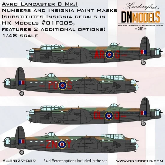 DN Models 48-827-089 1/48 Avro Lancaster B Mk.I Insignia (4 options) Paint Masking for HK Models #01F005