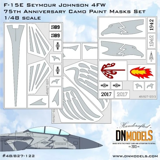 DN Models 48-827-122 1/48 F-15E Seymour Johnson 4FW 75th Anniversary Camouflage Paint Masking