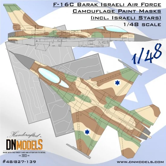 DN Models 48-827-139 1/48 F-16C Barak Israeli Air Force Camouflage Paint Masks Set