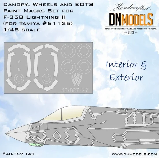 DN Models 48-827-147 1/48 F-35B Canopy and Wheels Paint Masks Set for Tamiya kit #61125