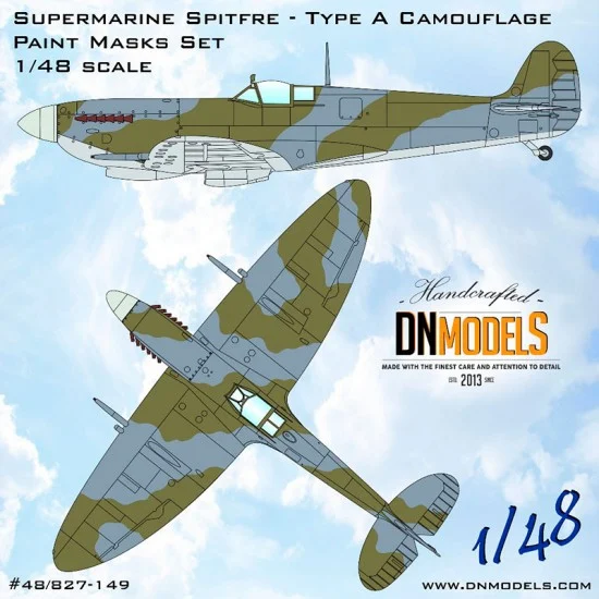 DN Models 48-827-149 1/48 Supermarine Spitfire Type A Camouflage Paint Masks Set