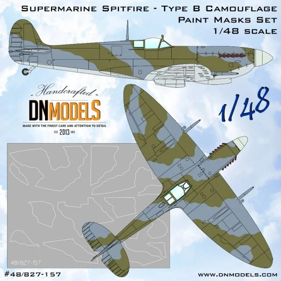 DN Models 48-827-157 1/48 Supermarine Spitfire Type B Camouflage Paint Masks Set