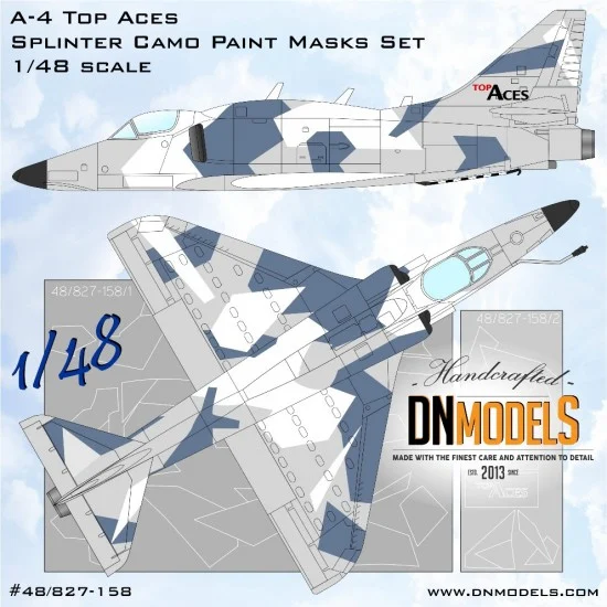 DN Models 48-827-158 1/48 A-4 Top Aces Splinter Camouflage Paint Masks