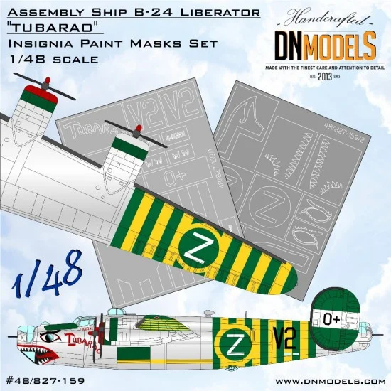 DN Models 48-827-159 1/48 B-24 Liberator Tubarao Assembly Ship Insignia Paint Mask for HobbyBoss #81774