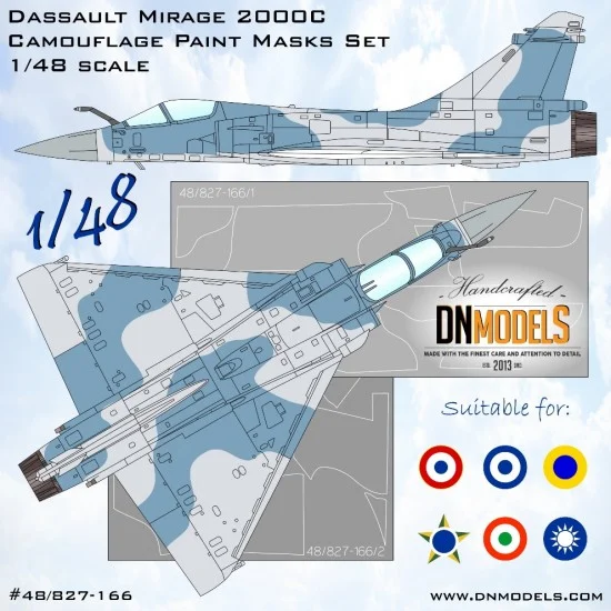 DN Models 48-827-166 1/48 Mirage 2000C Single-seat Camouflage Paint Mask set