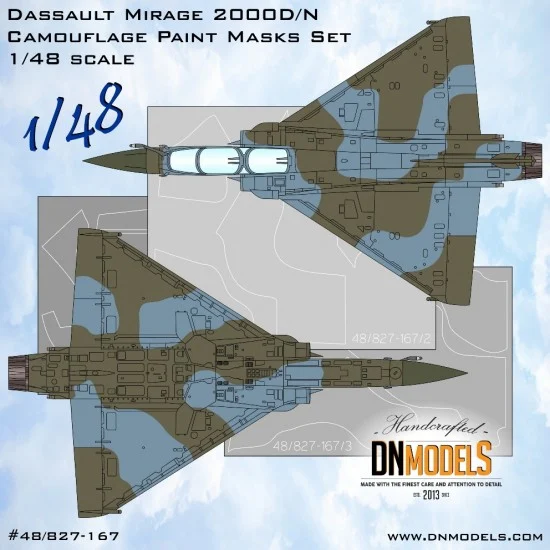 DN Models 48-827-167 1/48 Mirage 2000D/N Dual-seat Camouflage Paint Mask set