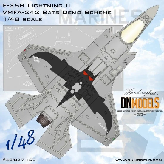 DN Models 48-827-168 1/48 F-35B Lightning II VMFA-242 Bats Demo Plane Masking for Tamiya/Italeri kits