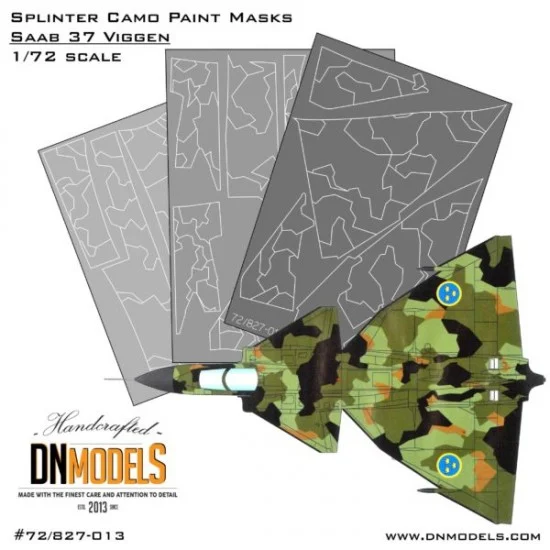 DN Models 72-827-013 1/72 Saab 37 Viggen Splinter Camouflage Paint Masks